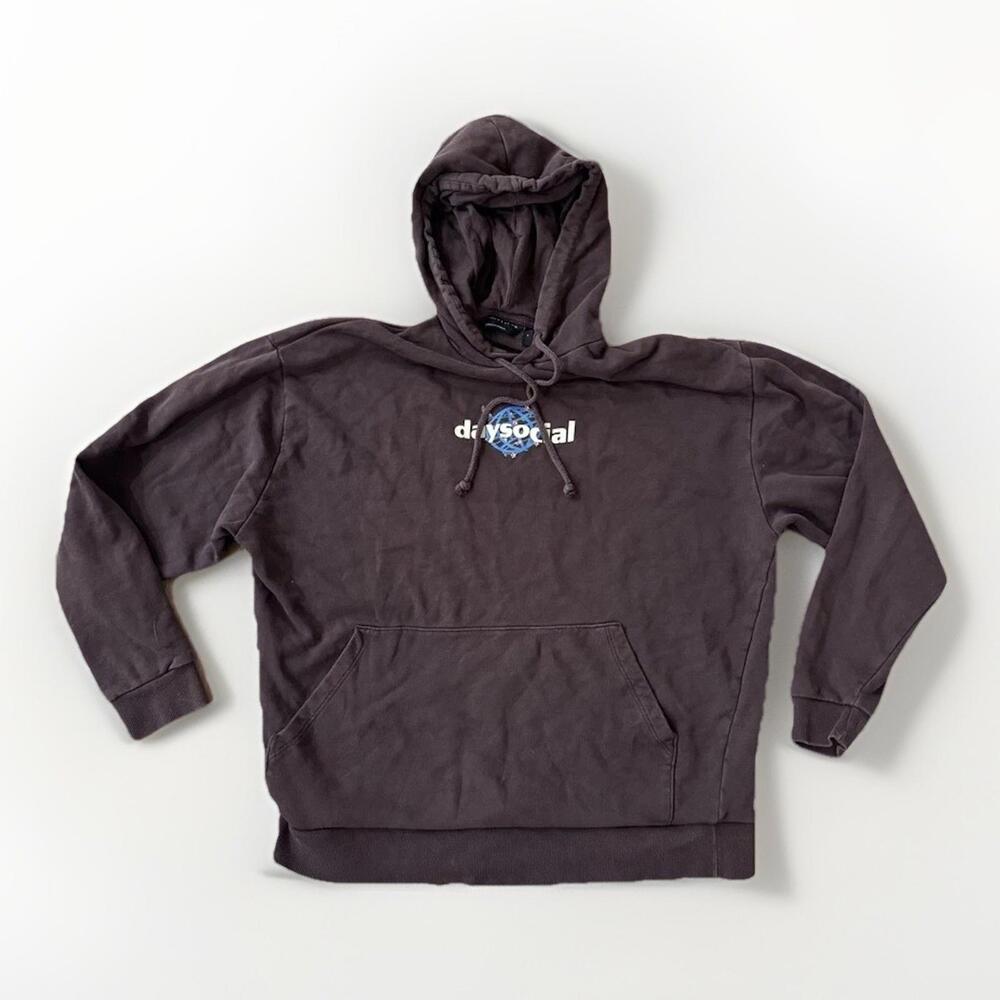 Vintage Y2K ASOS Design Hoodie Sweatshirt Men’s Size M Brown Graphic Streetwear